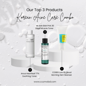 SOME BY MI 30 Days Miracle Toner + COSRX Low pH Cleanser + Anua Heartleaf Toner – Korean Acne Care Combo